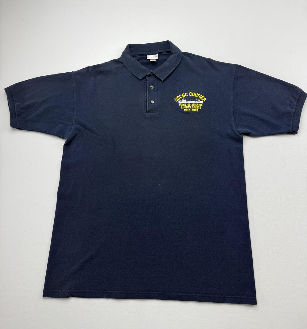 Anvil Cotton Deluxe Polo Shirt Mens XL Blue Navy USCGC Courier Embroidered